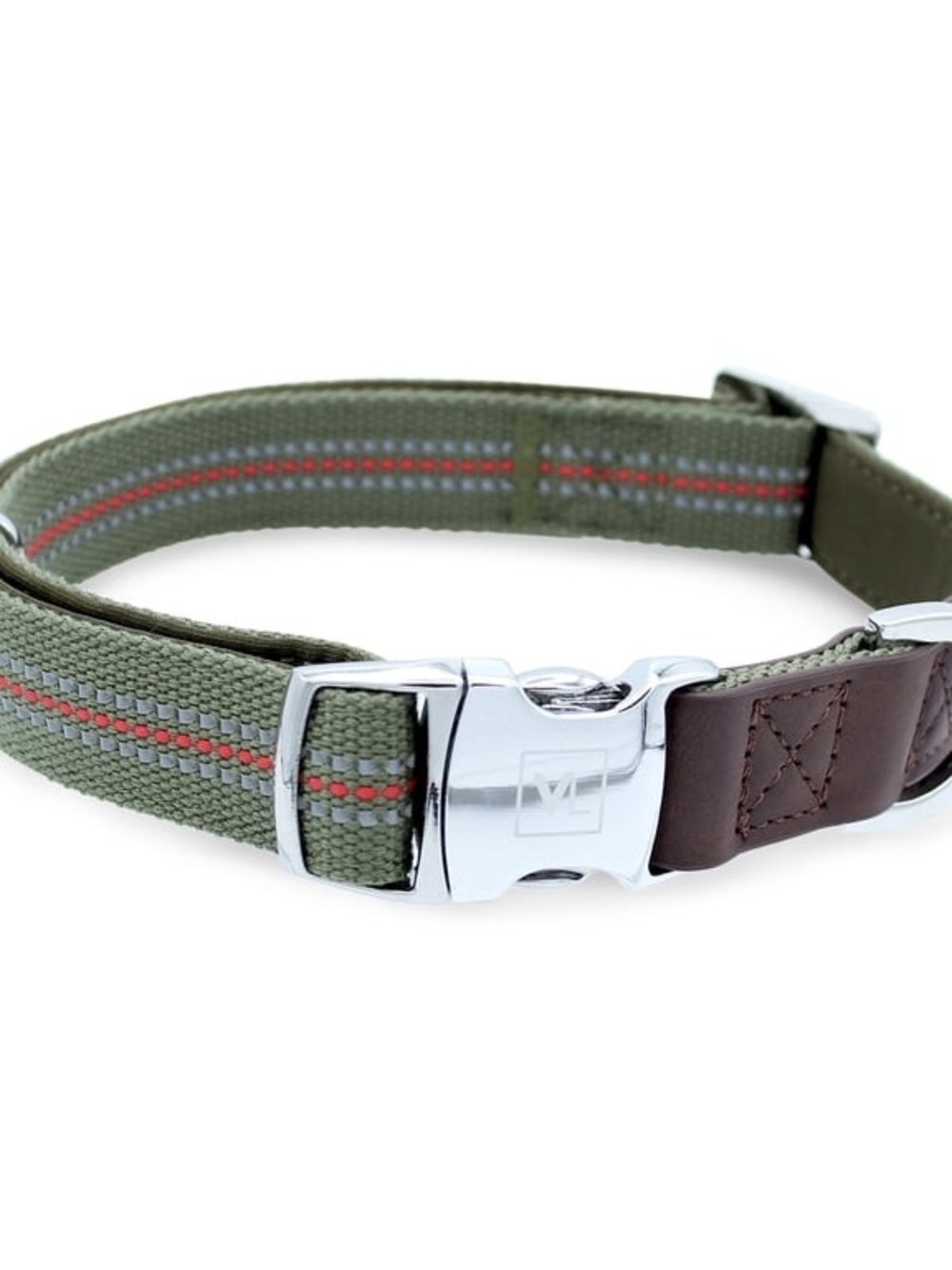 Vibrant Life Reflective Adjustable Dog Collar, Olive Green, Large